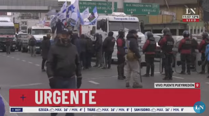 Transportistas fueron frenados hoy en ingresos a la Ciudad de Buenos Aires